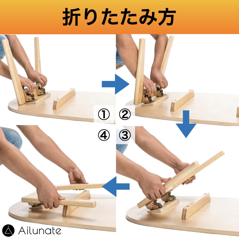 Ailunate Folding Leg Brackets, Set of 4 with 40 Screws, Locking, for Tables, Desks, Kotatsu, Folding, DIY Repair (Silver)