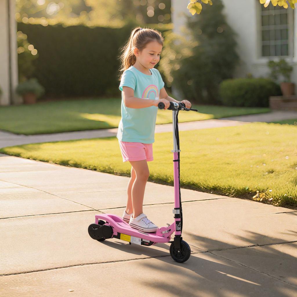 Electric Scooter for Children 7+, Folding, 120 W, Max Speed 12 Km/h, 75 X 36 X 82-93 Cm, Pink
