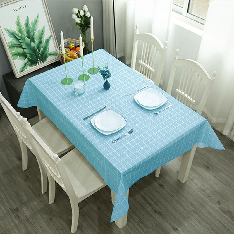 Simple Waterproof, Oil-Proof, Leave-In, High-End Sense Of Dirt-Resistant Home Modern Grid Peva Anti-Scalding Plaid Tablecloth
