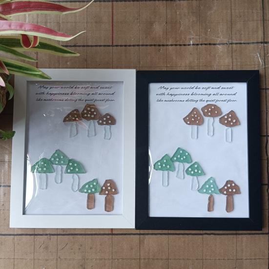 Handmade Sea Glass Wall Art Decor Decorative Sea Glass Mushroom Framed Artwork Gift for Women Mom Wife Best Friends