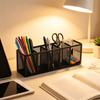 Vanity and Desk Organizers Pen Holders, Black Metal Mesh Desktop Caddy for Brushes, Pen, Scissors, and Supplies