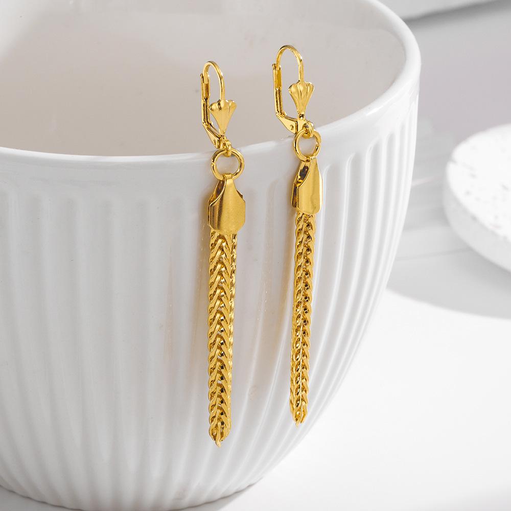 

Жіночий мінімалістичний набір ювелірних виробів із золотистого кольору ланцюжком «Лисячий хвіст» – Намисто, Браслет та Сережки в європейському та американському стилі