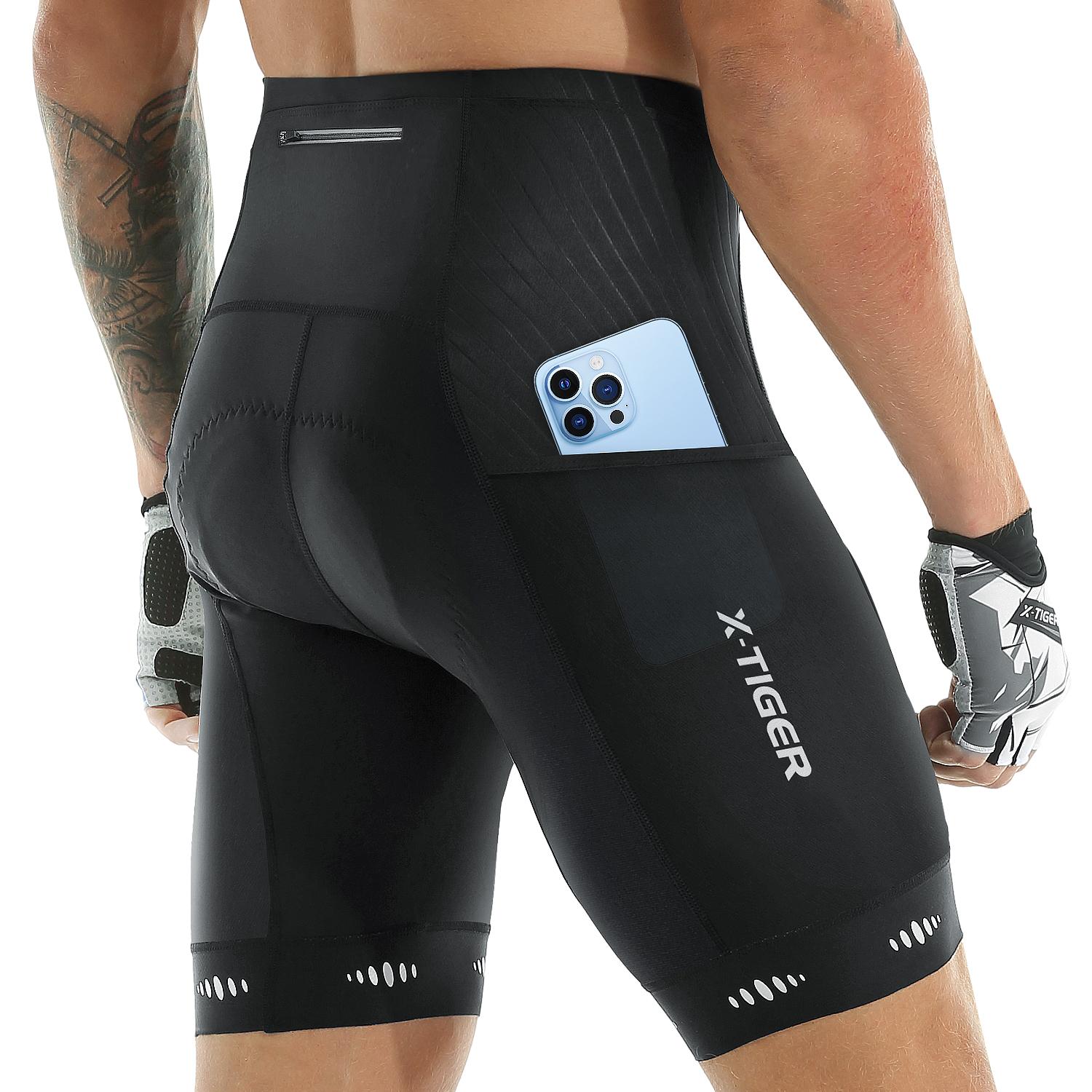 X-TIGER Men Cycling Shorts With Back Pocket 5D Gel Padded Biking Riding Half Pants Tights Bike Shorts for Men Mountain Road S
