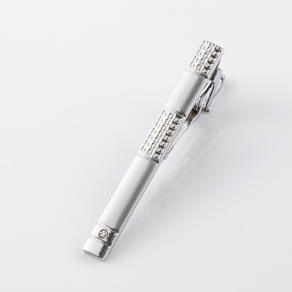 Electroplated Silver Sandblasted Point Diamond Iron Tie Clip, Men'S Business Casual Dress Collar Clip.