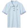 Women's Embroidered Plaid Patchwork Polo T-Shirt