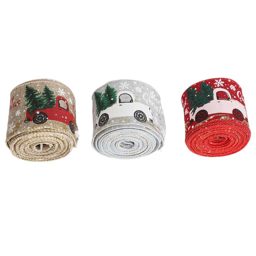 3 Rolls Christmas Wired Edge Ribbon Multi Color Flexible Decorative Christmas Ribbon for Bows DIY