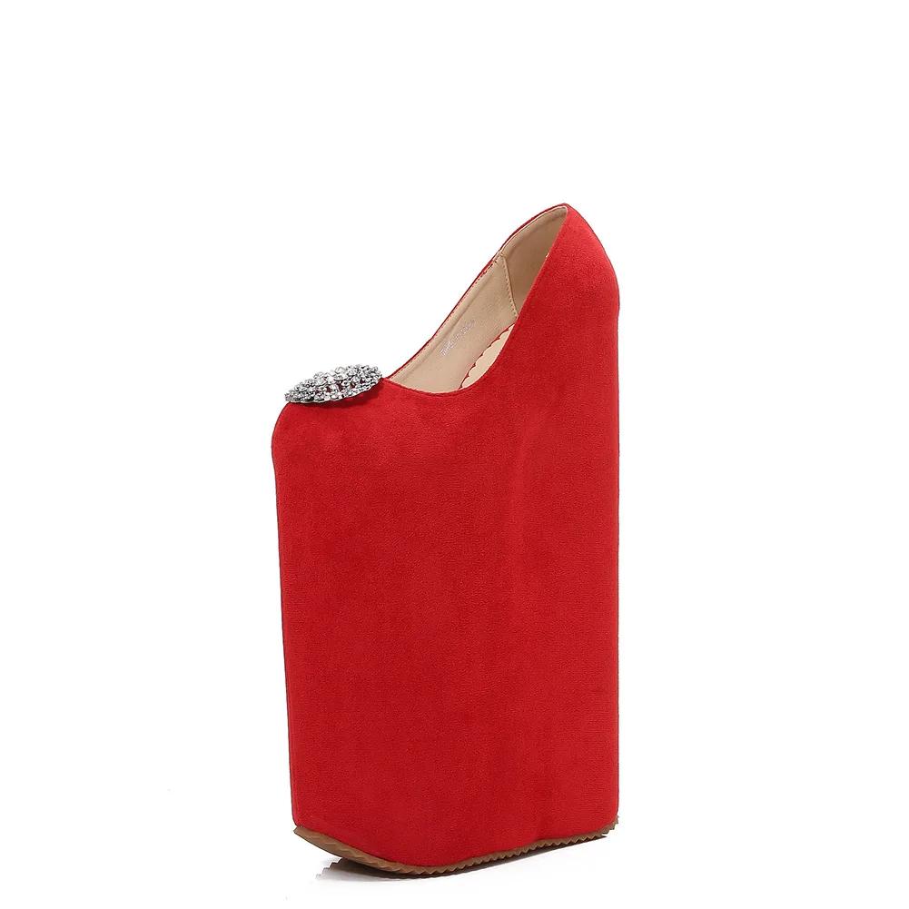 Fashion Suede Sexy 30cm Thick Bottom High Heels Shoes Woman Platform Pumps Zapatos Mujer Plus Size 35-46
