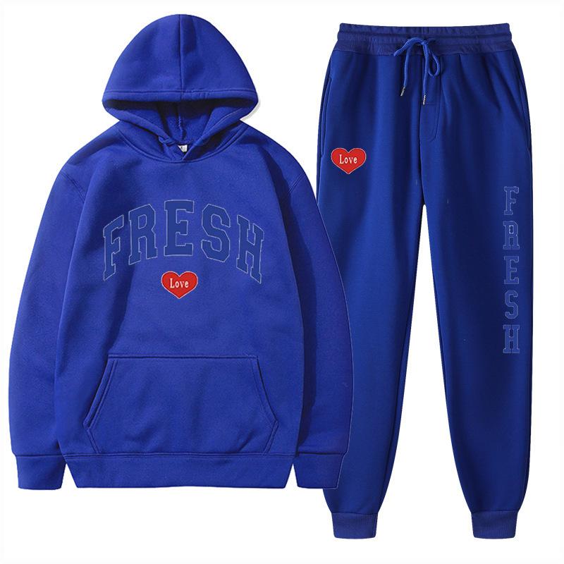 European Size Plus Fashion Printed Sweater Autumn and Winter Fleece Warm Hoodie Casual Sports Women's Suit