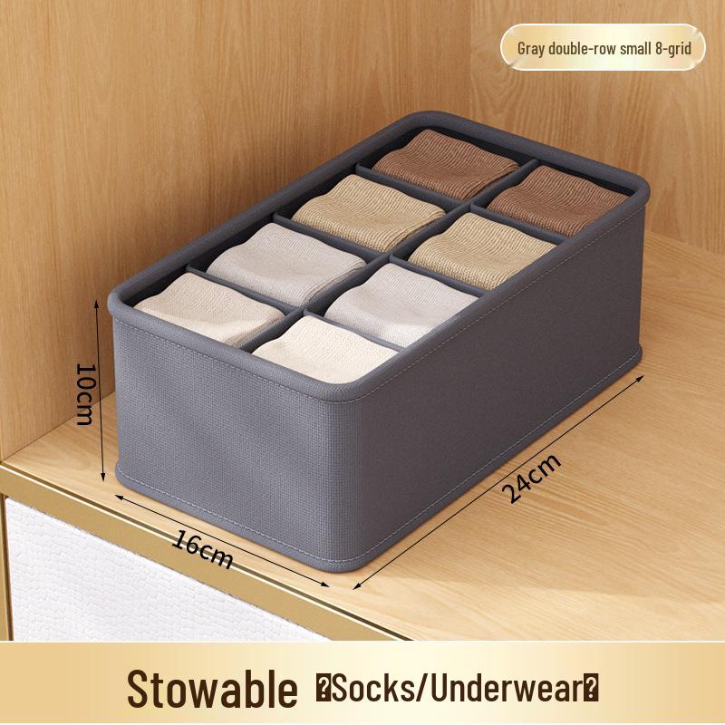 Foldable Storage Box for Clothes, Underwear & Socks - Household Organizer with Divided Compartments for Dormitory Drawers
