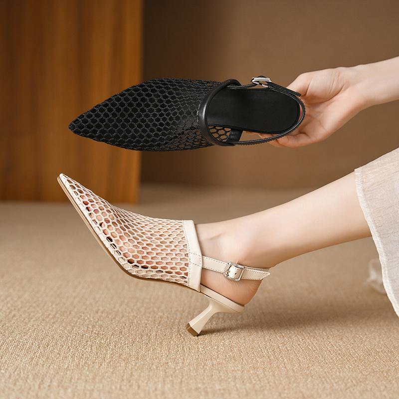 Fashion 2024 New Summer Sandals Pointed Toe Fashion Hollow Out Sandals Shoes for Women Zapatos De Mujer Ladies Shoes Mesh Sandals