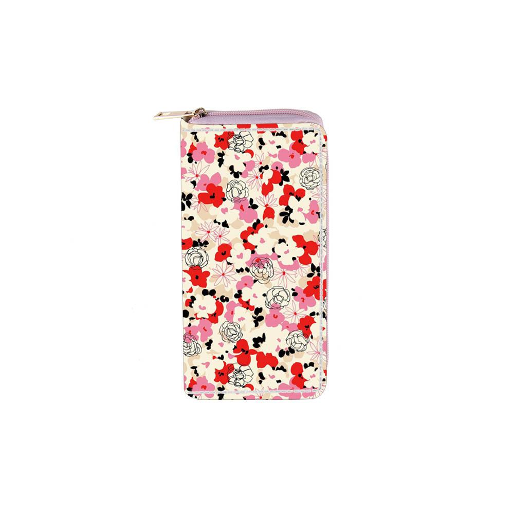 Ethnic Style Small Floral Long Zipper Wallet Flower Clutch Bag