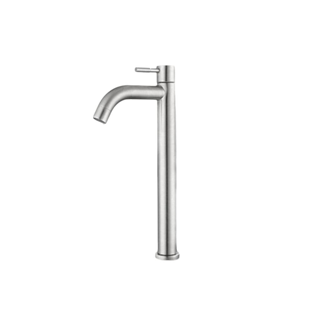 Quick Open Single Cold Faucet Stainless Steel Washbasin Tap Heighten Washbasin Faucet  Hotel