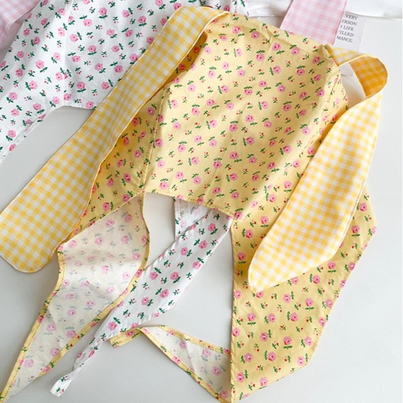 Cute Rabbit Ears Headscarf Hat Cherry Flossom Pattern Soft Cotton Hair Accessory For Women Adults Adjustable Headwear