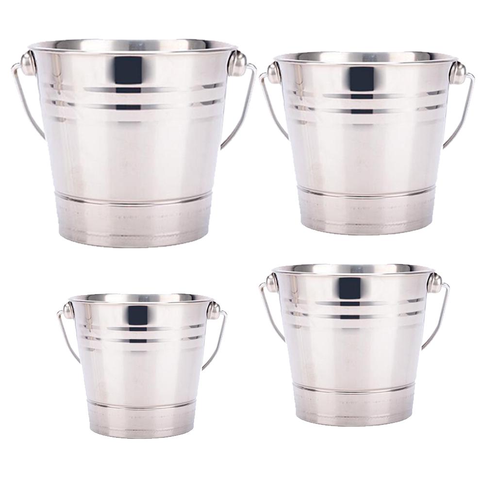 Stainless Steel Champagne Beer Ice Bucket Cooler with Handle for Home Party Bar 1.5L/2L/2.5L