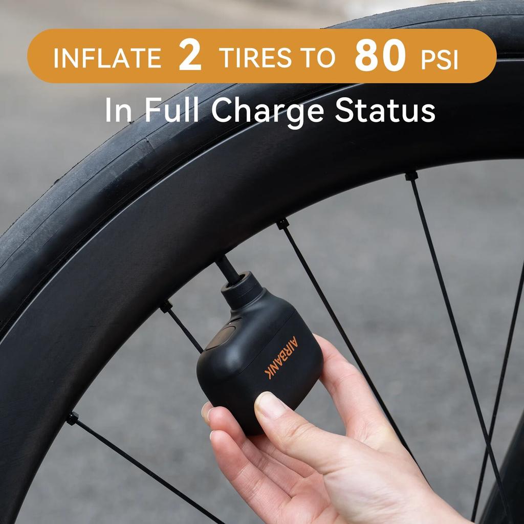AIRBANK AS100 Mini Portable Bicycle Pump Rechargeable Air Inflator 100PSI Type-C Bike Accessories for Bike Schrader Presta Tires 6