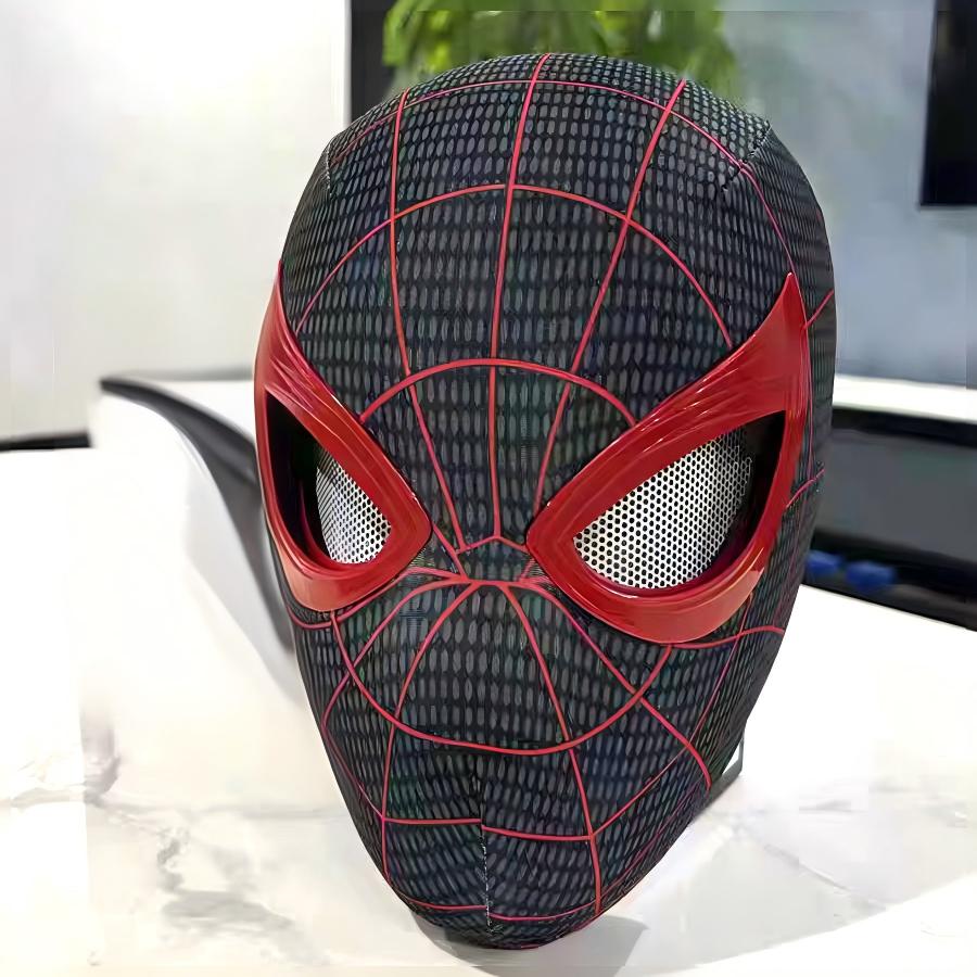 Popular Breathable Spider Man Headset With Chin Operable Blink Touch Glowing Mask Miles Halloween Cosplay Boys Headgear Toy