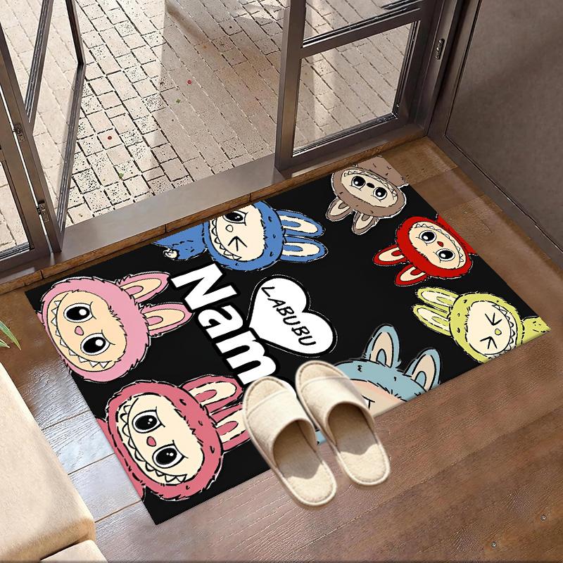 Custom Name Personalized Labubu Print Carpet, Versatile Home Decor Rug, for Playroom, Apartment, Balcony, Entryway, Hallway Gift