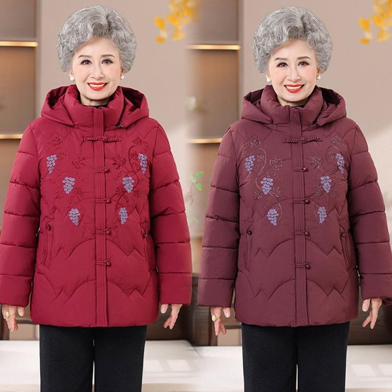Fleece large size cotton-padded coat thickened jacket old lady warm cotton-padded clothes
