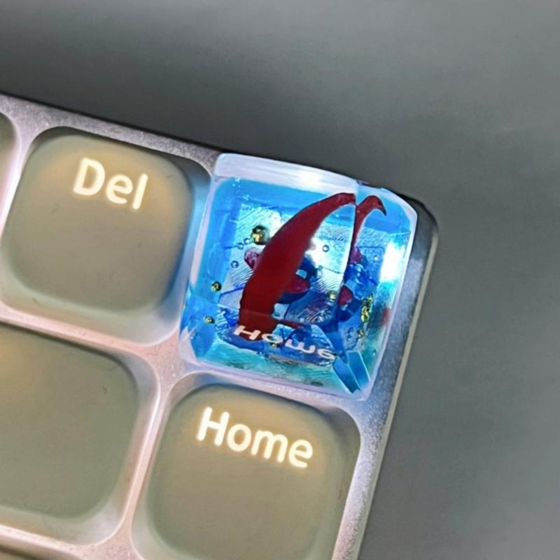 Unique Resin Fish Keycap For Mechanical Keyboards Switches With Glowing Design And Ergonomic Shape