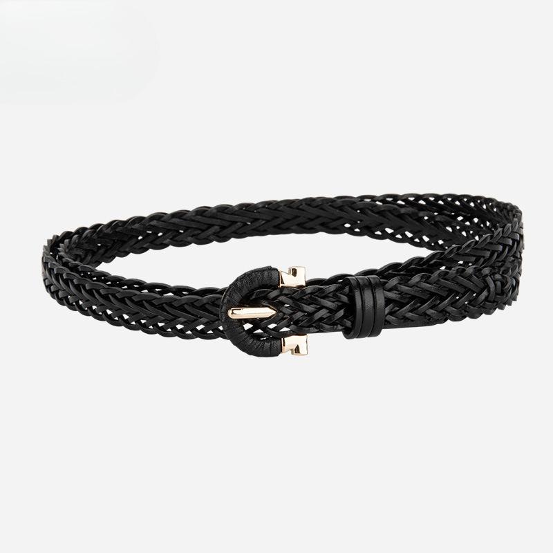 Fashion Korean Version of Women's Braided Belt Without Punching Retro Versatile and Simple Matching with Casual Jeans Decorative Belt