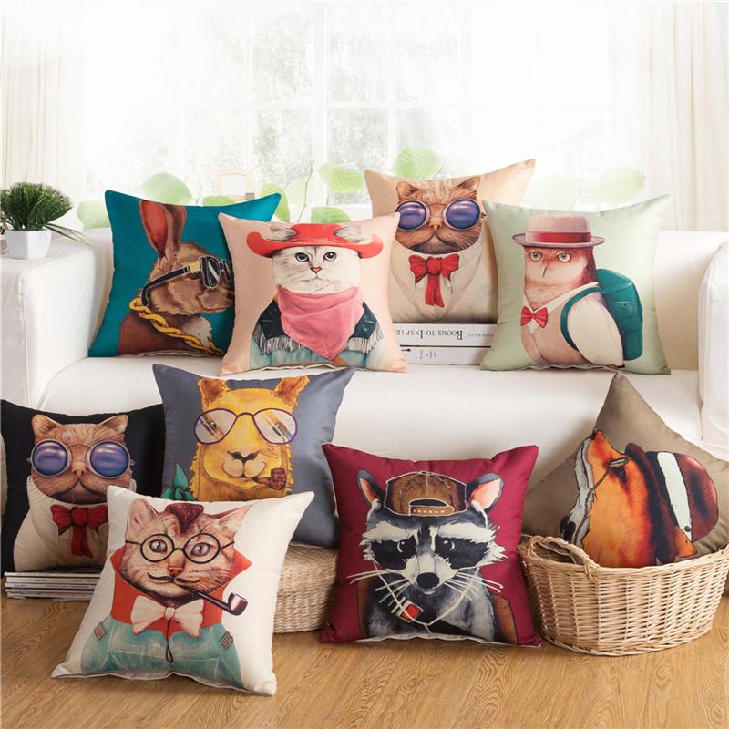 45x45cm Personalized Cartoon Animal Printed Sofa Cushion Cover Home Living Room Throw Pillowcase Decoration