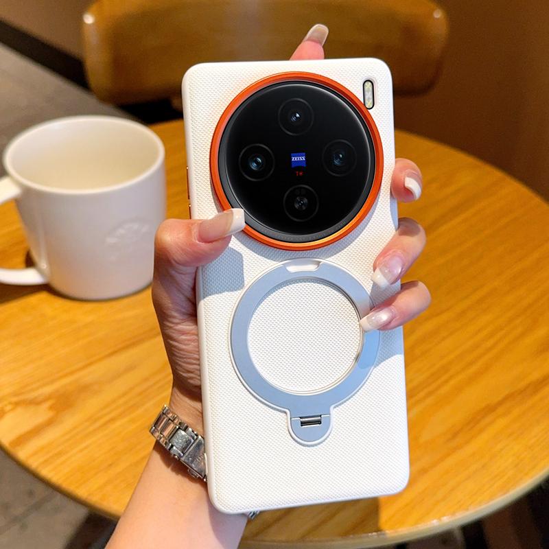 For VIVO X100 X100S X100S Pro X100 Pro X100 Ultra Solid Color Rotating Magnetic Stand Anti-drop and Anti-fingerprint Phone Case