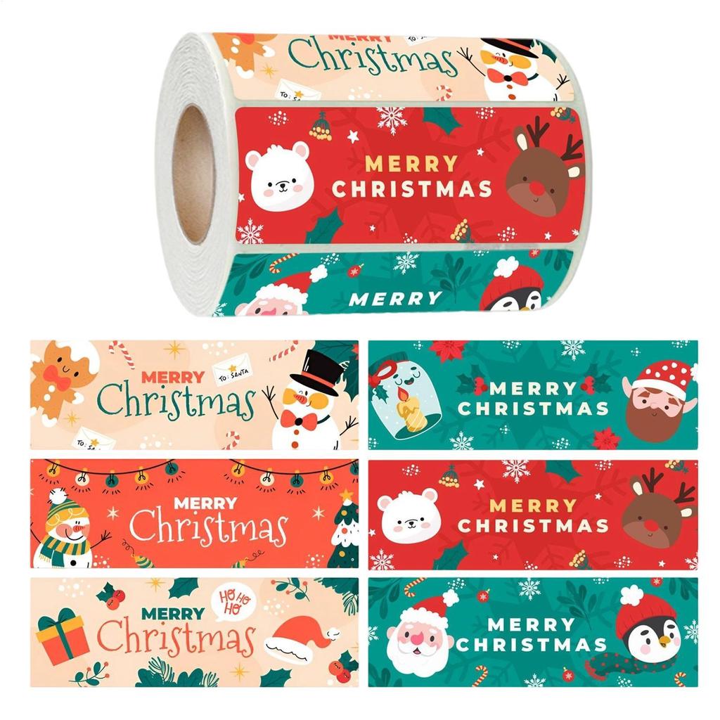 Christmas Sticker 300 Pieces Christmas Roll Decals Decoration Festive Decal Labels For Party Gathering Family Office Shipping