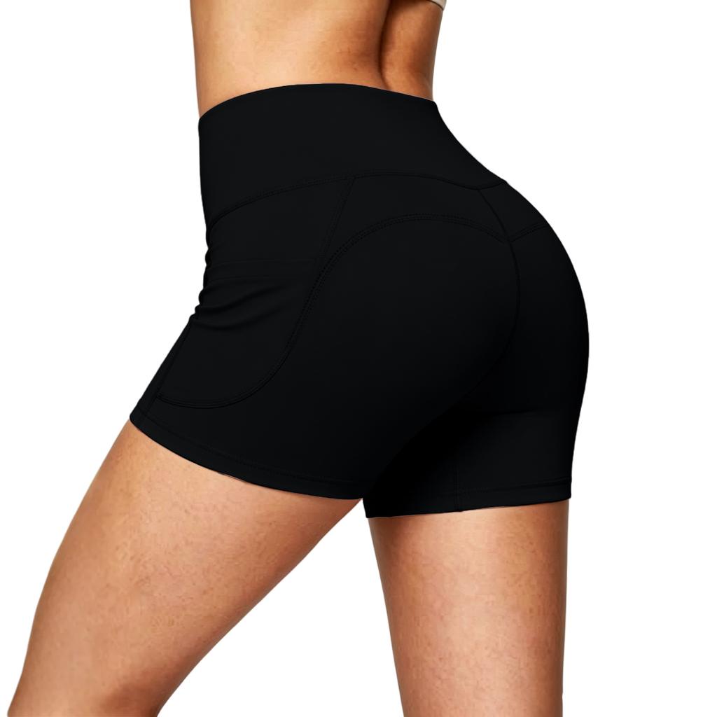Hohe Taillen-Kompressions-Sport-Yoga-Shorts für Damen mit Tasche Enganliegend Workout Laufen Fitnessstudio Übung Outdoor-Fitness