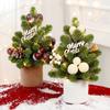 Hot Sale European Style Mini Christmas Tree Decorations Handmade Red Fruit LED Pine Desktop Mini Home Decorations for Christmas