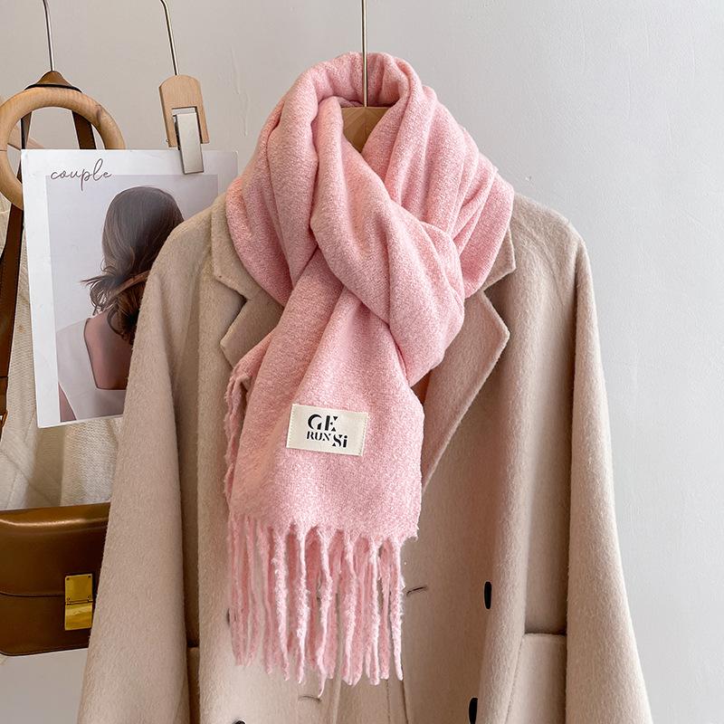 New solid color casual scarf simple fashion scarf men's and women's thickened versatile shawl