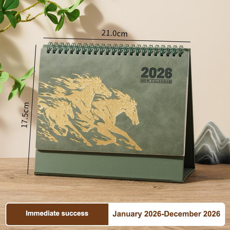 2026 Red Hollowed-Out Calendar Embossed Vintage Design Horse Year Table Calendar Chinese Style Souvenir Large-Sized Calendar