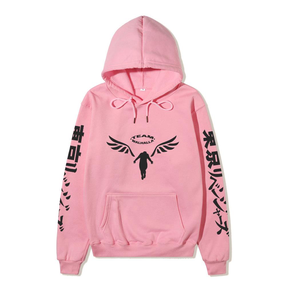 Men Women Fleece Hoodie Tokyo Revengers Walhalla Logo Autumn Winter Japanese Letter Street Long Sleeve Anime Sweatshirt