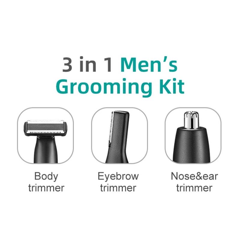 Original VGR V-628 3-in-1 Hair Trimming Set Multifunctional Full Body Hair Remover Ear Nose Hair Bikini Private Area Hair Trimmer Rechargeable Trimmer