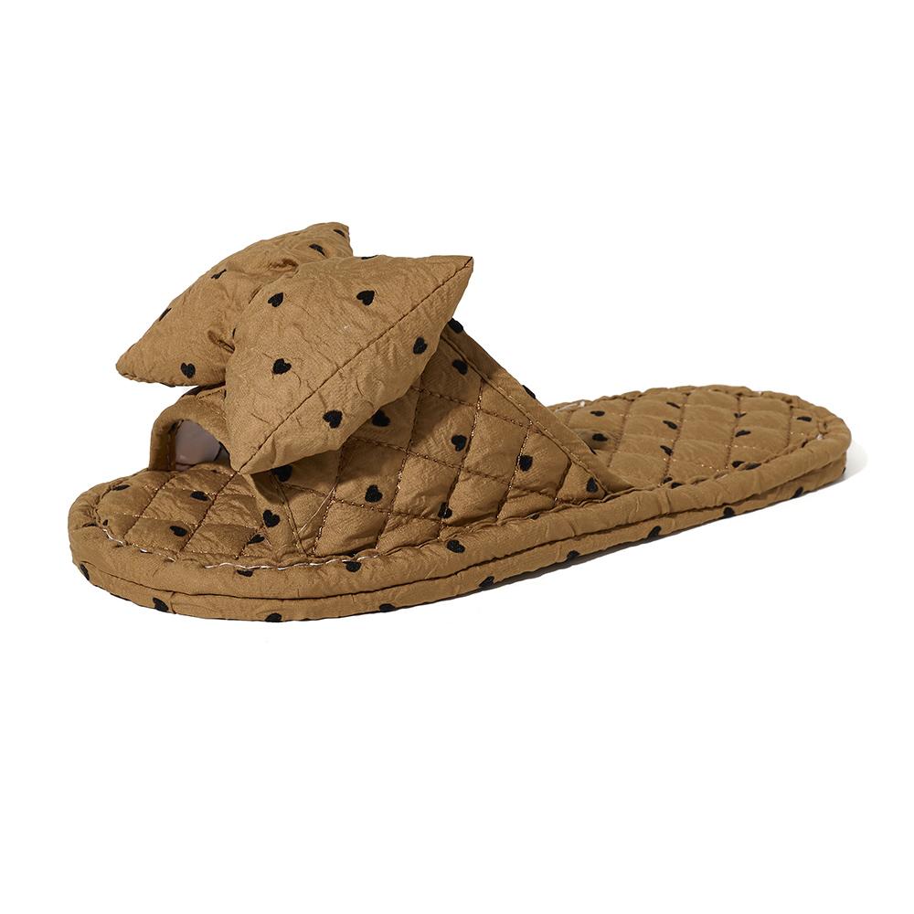 Распродажа Женские тапочки с бантом Дышащая ткань Домашняя обувь для использования в помещении 39 коричневый