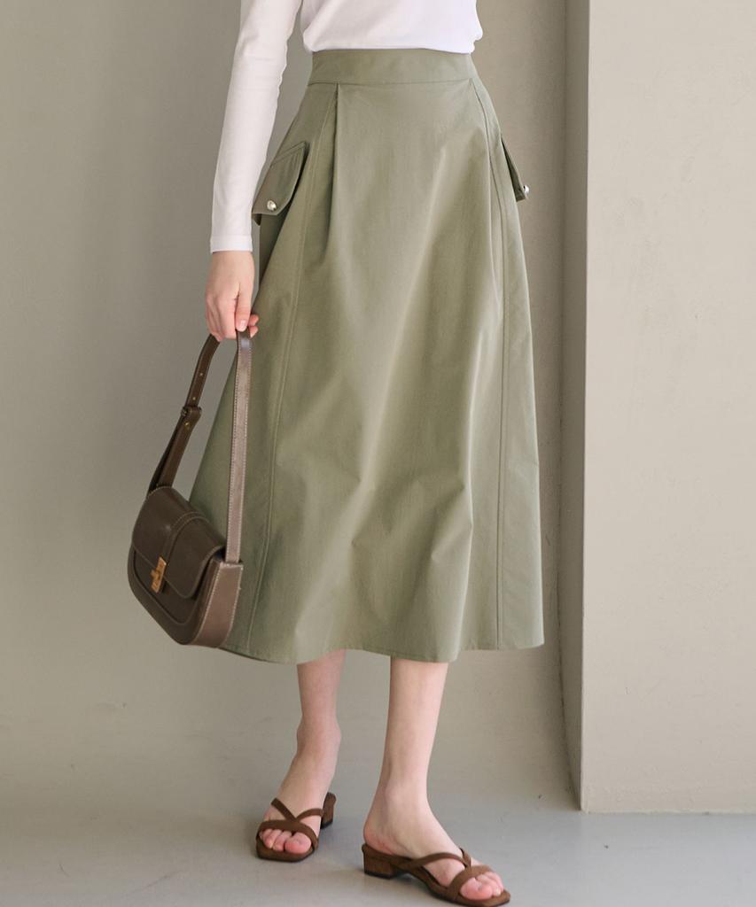 LUSIDA Rustling Pocket A-Line Skirt_2 Colors