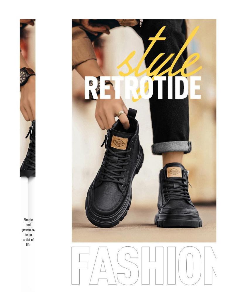 Men's Retro High-Top Work Boots: 2025 Autumn/Winter Thick-Soled Casual Martin Boots