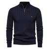 Herren Herbst Reißverschluss Pullover Pullover Hohe Qualität Warm Winter Stehkragen Baumwolle Strickpullover Herren