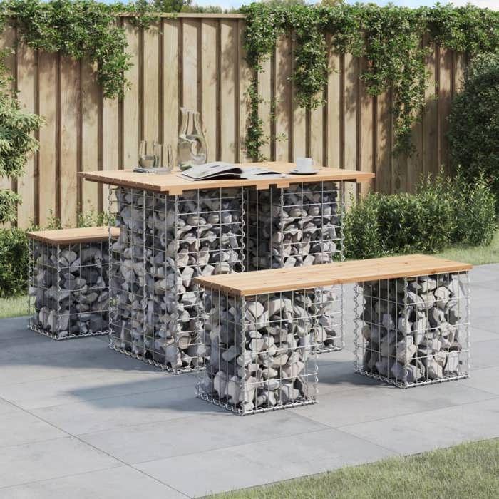 VidaXL Table de jardin Gabion Design 100x70x72 cm Bois massif Pin 834362