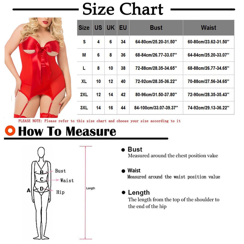 Ladies Sexy  Lingerie Plus Size  Bow Tie Mesh Nightdress Underwear Set