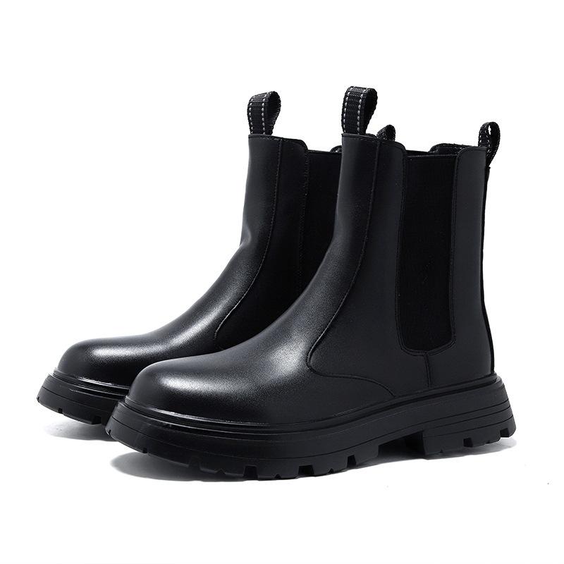 New Platform Chelsea Boots Medium Tube Muffin Martin Boots Men's Shoes Short Tube Cigarette Boots British Style Short Boots