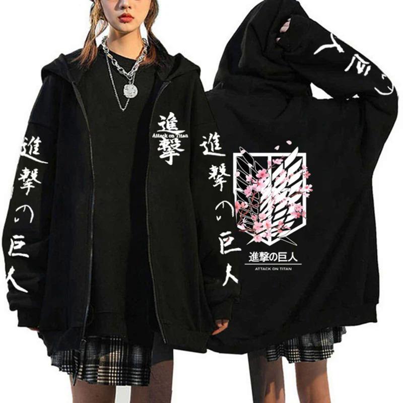 Attack On Titan Anime Nadměrná Velikost Mikina na Zip