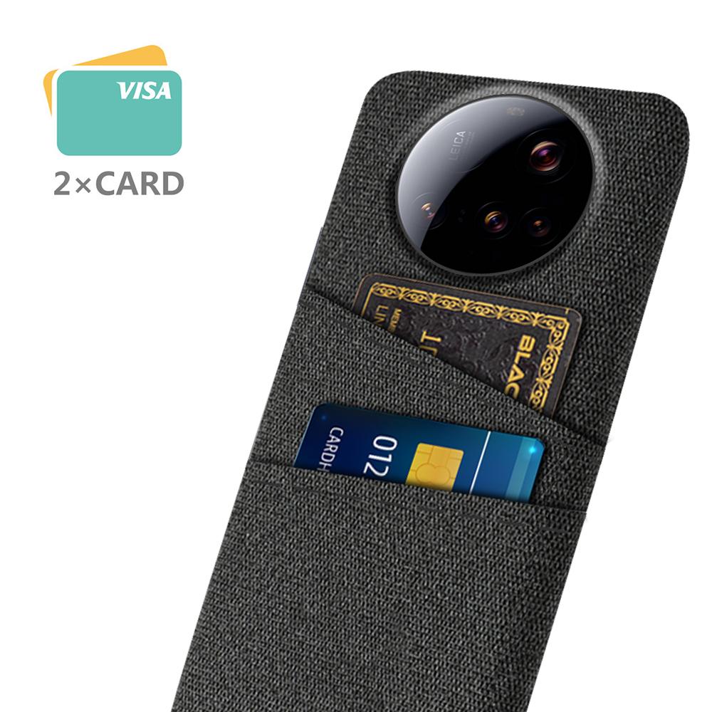 

For Xiaomi 15 Ultra Case Cloth+Hard PC Phone Cover with Dual Card Slots Green