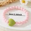 1pc Fashionable European American Style Colorful Bead Bracelet with Heart Charm, Simple and Gentle Daily Wear, Ideal for Shopping