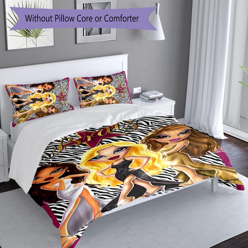 3pcs Bratz1 pattern bedding set duvet cover set includes duvet cover &pillowcases, perfect all season bedroom decoration & gift