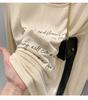 Women's Black Sheer Letter Print Long Sleeve Crew Neck Cover-Up Top