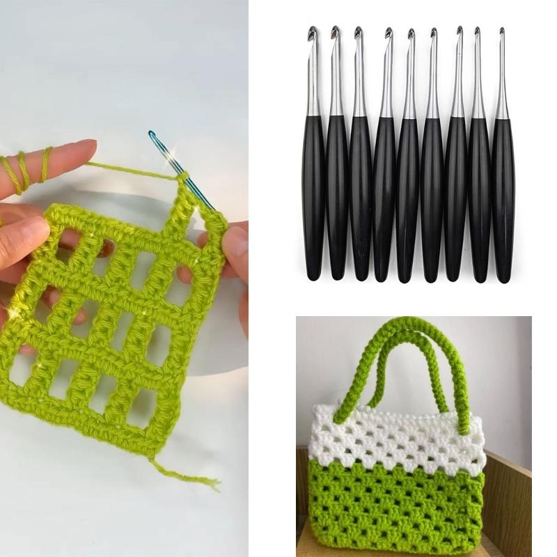 1 Set Crochet Hook Set Wood Handle Crochet Needle 3.5mm To 8.0mm Knitting Needle Knitting Tool Crochet Accessories