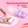 1 Piece Cute Eraser Manual Desktop Sweeper Mini Eraser Crumb Collectors Portable Desktop Vacuum Cleaner Students Gif