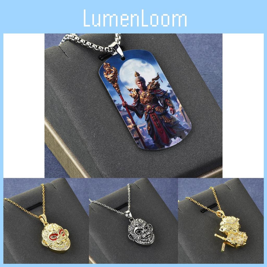 Exquisite Steel Titanium Black Myth Wukong Pendant Necklace For Unisex With Design Stunning