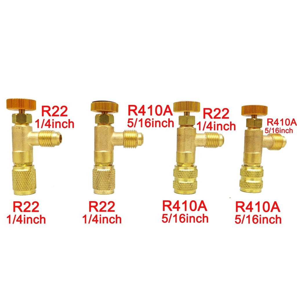 Air Conditioning Refrigerant Safety Valve R410A R22 1/4" 5/16" Refrigeration Charging Safety Liquid Adapter Hand Tool Parts