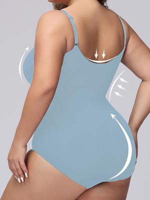 Women Full Tummy Control Bodysuit Shapewear Hip Butt Lifter Body Shaper Corset Thigh Reductive Slimming Waist Trainer Underwear BLUE